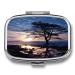 Pill Box Tree Branch Silhouette at Dusk Print 2 Compartment Medicine Pill Case Pill Organizer Decorative Metal Portable Pill Box for Pocket Or Purse