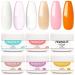 PEACECOLOR 6PC 8G Acrylic Powder Set Clear Pink White Nude Orange Dark Pink Color Collections Professional for Acrylic Nail Extension Carving Nails DIY Nail Art at Home No Lamp Needed XA-46