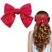 Bow Hair Clip Duckbill Clip Hair Bows for Women Big Bowknot Hairpin French Hair Clips with Ribbon Solid Color Hair Barrette Clips Soft Satin Silky Hair Bows for Women Girls(red) Short-red