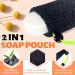 2-Piece MIG4U Exfoliating Soap Bag Set - Bamboo Body Scrubber & Bar Soap Saver Pouch for Shower - Black - Buy Online on GoSupps.com