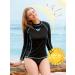 ATTRACO Women's Long Sleeve Rash Guard UPF 50 Swim Shirt | Black Aqua | XX-Large - Buy Online on GoSupps.com