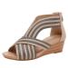 XTZYGLFD wedge sandals for women summer fashion women fish mouth Bohemian sandals with a Roman heel women's sandals with wedge heel A 5 UK Narrow