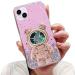 Tivenfezk nadoli for iPhone 13 mini driveand bear astronaut hidden stand case caricature glitter astronaut stand soft silicone bling mobile phone case transparent protective cover iphone 13 mini pink