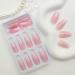 Shop 24Pcs Medium Coffin Press on Nails - Pink & White Ombre Acrylic False Nails with Glitter Designs - Glossy Translucent Nails for Women - International Shipping Available - Buy Online on GoSupps.com