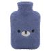 Samply hot water bottle with a cozy soft cover large 2 liters animal to relieve pain in the stomach hind legs gifts for family and friends children (dark blue bear)