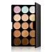 15 Colors Concealer Palette for Facial Camouflage & Contouring + Sponge Puff & Oval Brush - Makeup Cream - Buy Online on GoSupps.com