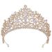 WIOJEIGO Women's Crystal Wedding Tiara Crown Princess Rhinestone Headbands for Prom Birthday Party Gold One Size Gold
