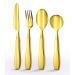 Special Supplies Adaptive Utensils (4-Piece Premium Stainless Steel) Wide, 7oz. Each Heavy Weighted, Non-Slip Handles for Hand Tremors, Arthritis, Parkinsons or Elderly Use (Gold)