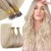 RUNATURE Nano Ring Hair Extensions Blonde Ombre Human Hair Nano Extensions Blonde Balayage Nano Ring Hair Extensions Real Human Hair 14 Inch 50 Gram 14" A-Nano-#18/22/60