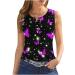 Short print button tank tops women summer spaghetti cami tops sleeveless shirt blouse tops loose circular neckline tank tops support tops for women sport tops comfort summer fashion 2024 purple s