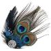 Feather Peacock Hair Clip Natural Feather Fascinator Barrette with Sparking Rhinestone  - Buy Online on GoSupps.com