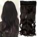 17 Inch One Piece Clip In Hair Extensions Curly Hairpieces 5 Clips Wavy Synthetic For Women Ladies - Dark Brown(43cm-120g)