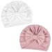 XOKL 2 pieces of newborn baby stuff soft stretchy baby turban hats toddler-girl boy hat kindergarten hospital hat for newborns toddlers (pink and white)