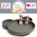 Suction Plate Baby Cutlery Set with Toothbrush, Bowl, Spoon, Fork - Dishwasher Safe, Pebble Grey - Buy Online on GoSupps.com