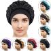Satin Bonnet 3PCS Silk Hair Bonnet for Women - Black, Leopard, Red - Soft Sleep Cap for Braids, Natural Curly Hair - Satin Sleeping Cap - Buy Online on GoSupps.com