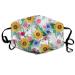 Sunflower Rose Watercolor Washable Reusable Mask Cotton Anti Dust Half Face Mouth Mask For Kids Teens Men Women With Adjustable Ear Loops