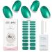 JMEOWIO Semi Cured Gel Nail Strips Blue Green Glitter Gel Nail Stickers Nail Supplies Nail Art Design Decoration Accessories