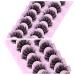 wiwoseo Eyelashes Natural Wispy Fluffy Faux Mink Lashes Fluffy Curly 3D Effect 16MM Fluffy Short Mink Lashes Fake Eyelashes 10 Pairs Pack