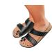 ArthritisHope Wide Zendalias with Bunion Support - Women's Bunion Corrector Sandals, Black PU Leather, Size 12 Wide - Buy Online on GoSupps.com