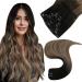 Easyouth clip in extensions real hair balayage hair extension real hair clip 16 inch 120g color medium brown with honeyblond clip in extensions remy real hair #1b/6/27 40.64 cm 1-12 cp #1b/6/27 7PCs