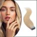 Elailite invisible hair extension real hair extensions tape 20 pieces tape extensions real hair smooth remy real human hair 45cm 50g #613 bleached blonde blonde blonde