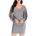 Elegant party dress for women with a V-neck 3/4 hollow sleeves women's dresses solid shiny cocktail rock formal dresses XL Silver