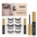 Magnetic Eyelashes with Magnetic Eyeliner Kit -5 Pairs Upgraded 3D 5D Magnetic Eyelashes Kit & 2 Tubes of Magnetic Eyeliner Reusable No Glue