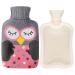 2L Rubber Hot Water Bottle with Cover Hot Water Bag for Pain Relief Hot Bag Pack for Menstrual Cramps (Cartoon Owl Pink) Pink OWL 1.0