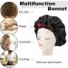 Satin Silk Sleep Cap for Women- Stretchy Tie Band Hair Bonnet for Curly Hair - Black+Red - Buy Online on GoSupps.com
