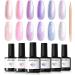 Modelones Gel Nail Polish 6 Colors Shimmer Pearl White Pink Purple Mermaid Nail Drawing Glitter Gel Polish Soak Off Led Summer Nail Gel Swirl Shell Thread Effect DIY Mani Gift with Dotting Pen Pearl Purple - Buy Online on GoSupps.com