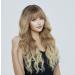 HAIRCUBE Ombre Brown & Blonde Long Curly Wig with Bangs - Heat-Resistant Synthetic Wig for Fashionable Women | Natural Appearance - Buy Online on GoSupps.com