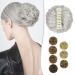 BARSDAR Claw Clip Messy Bun Hairpiece Clip in Hair Scrunchies Curly Synthetic Hair Bun Extensions for Women Ponytail Updo Hair Donut Chignon Grey