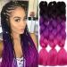 TESS Braids Extensions 60 cm Pack of 3 Jumbo Braids Kanekalon Synthetic Hair for Braiding Box Braids Hair Extension Braid 100g/Bundle Ombre Hair Braids Extension (3 Pieces-Black/Purple/Pink) 60 cm (3 Pieces) Black/Purple/Pink