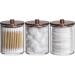 Tbestmax Qtip Apothecary Jar for Cotton Swabs 3 Pack 3 Pack Brown Wooden Lids