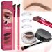 EZGHAR Home Eyebrow Care Kit 4d Laminated 4D Laminated Brow Home-Grooming Kit Multi-function Eyebrow Concealer Contour Brush 4D Hair Stroke Brow Stamp Brush-Waterproof and Long Lasting (Light Brown)