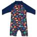 BONVERANO Baby Boy One Piece Long-Sleeved Clothing UV Protection 50+ Swimsuit with One Zip Fish 4 Years