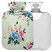 NAANLE hot water bottle with cover blue pink flowers Transparent hot water bottle heat bottle for back pain relief handfoot warmer neck heat and cold therapy 1l