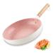 UXIYI Pan Nonstick Frying Pan Household Pancake Pan with Wood Handle Dishwasher Safe Compatible with All Cooktops Pink 9.4in 9.4in Pink