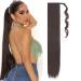 Benehair Ponytail Extension 32 Inches Long Wrap Around Ponytail Hair Extension Straight Synthetic Clip in Hairpiece for Women Medium Brown Medium Brown 32 Inches