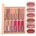 Amzfly Matte liquid lipstick set  12 kinds of nude matte liquid long lasting non-sticky cup non-fading waterproof lip gloss set  suitable for women's makeup use (12PCS)
