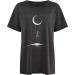 Vintage Skull Print Graphic Tee - Women's Sun and Moon Short Sleeve Top - Dark Gray Loose Blouse - Buy Online on GoSupps.com
