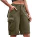 Cargo Shorts for Women, Multi-Pocket Hiking Shorts Zipper Up Bermuda Shorts High Waist Workout Shorts Athletic Shorts Large Coffee