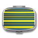 Pill Box Yellow and Blue Stripes Print 2 Compartment Medicine Pill Case Pill Organizer Decorative Metal Portable Pill Box for Pocket Or Purse Style
