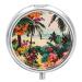 Pill Box Pill Case 3 Compartment Travel Pill Box Tropical Floral Pattern Printing Small Pill Box Portable Medicine Pill Case Pill Organizer for Purse & Pocket for Travel Handbag (Round)