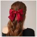 Andelaisi Vintage Bow Hair Clips Satin Bow Hair Barrettes Silk Hair Clip Barrette Retro Bowknot Hair Accessory Satin Ribbion Bowknot Clip Headpiece for Women and Girls Headdress (Red)