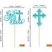 Rsstarxi 24 Pack God Bless and Baptism Cupcake Toppers Glitter Cross God Bless Cupcake Picks Decorations for Babyshower Christian First Communion Baptism Party Cake Decorations Blue - Buy Online on GoSupps.com
