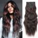 YDDM Hair Extensions Clip in Extensions Wavy hair extension with clips full of head like real hair hair extreme clips cheap clip extensions synthetic hair part for women (24 -inch 4PCs) 24 inch p4/33b#