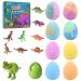 Poleview Dino Egg Bath Bombs for Kids with Surprise Inside 8 Pack Natural & Safe Fizzy Bath Bombs with Essential Oils - Great Gift Set for Boys and Girls