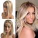 Belaved 8T18/60 Ombre Blonde Bob Wig Highlight Brown Human Hair 14Inch Silky Straight Bob Wigs 4x1 Lace Front Ombre Colored Brazilian Remy Hair Bob Wigs Natural Hairline Glueless 150% Density 14 Inch 8T18/60-Straight