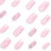 Mouyouglow Press-On Nails | Ombre Pink White French 3D Rhinestones & Butterfly Print | Long Square Fake Nails with Glue | Pink Artificial Fingernails W8 - Shop Internationally! - Buy Online on GoSupps.com